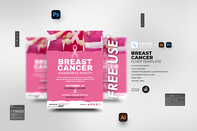 Breast Cancer Awareness Month Flyer aam360 aam3sixty branding breast cancer breast cancer awareness month cancer awareness month cancer awareness seminar cancer clinic cancer day cancer event cancer flyer charity event concept design healthy breast illustration pink awareness pink cancer pink ribbon women cancer