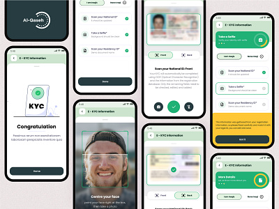 Al-Qaseh Finance App KYC Screen Flow 2024 arabic ui bank app finance app fintech app green ui kyc module mobile ui neel neelpari paytm app saloneel saloni ui ux