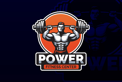 Mascot Logo Design for POWER FITNESS CENTER branding creative graphic design logo mascot