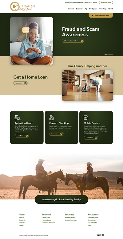 Flanagan State Bank design landing page mockup ui we web web design website