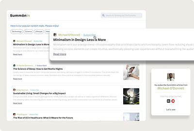 Summönin Article Subcribe | Day 3/7 UI Challenges article button clean design dialog follow link medium minimalist modals product design read subscribe ui ui challenge ux website write