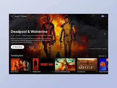 Daily UI Design Challenge #25 daily ui design 002 deadpool deadpool wolverine figma tv app tv app design ui ui design web design