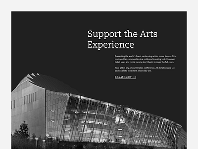 Kauffman Center for the Performing Arts - Web Design architecture arts call to action cta dark theme donate donation graphic design home page kansas city kauffman center nonprofit performing arts ui user experience ux ux ui web web design website design