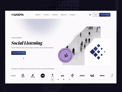 Lucidya customer experience management platform (Services) ai data analytics animated interactions audience cdp clean layout customer experience george samuel lottie lucidya minimalist design omnichannel responsive design services social listening social media analytics surveys ui design user interface ux design video cover hero section website design