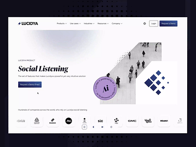 Lucidya customer experience management platform (Services) ai data analytics animated interactions audience cdp clean layout customer experience george samuel lottie lucidya minimalist design omnichannel responsive design services social listening social media analytics surveys ui design user interface ux design video cover hero section website design