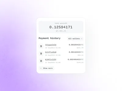 Bitcoin Mining Payout History bitcoin blockchain crypto crypto wallet mining mobile payment payment history payout transactions web2 web3 widget