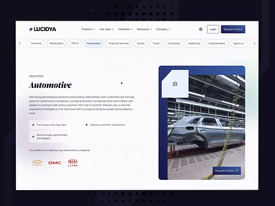 Lucidya customer experience management platform (Industries) ai data analytics animated interactions automotive clean layout customer experience customer feedback data driven decisions george samuel healthcare industries lucidya minimalist design responsive design social media analytics sports travel ui design user interface ux design website design