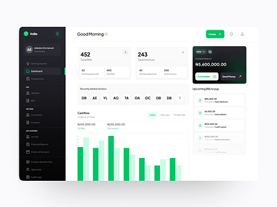 Vollie • Dashboard accounting design designs finance ui uiux vollie web design