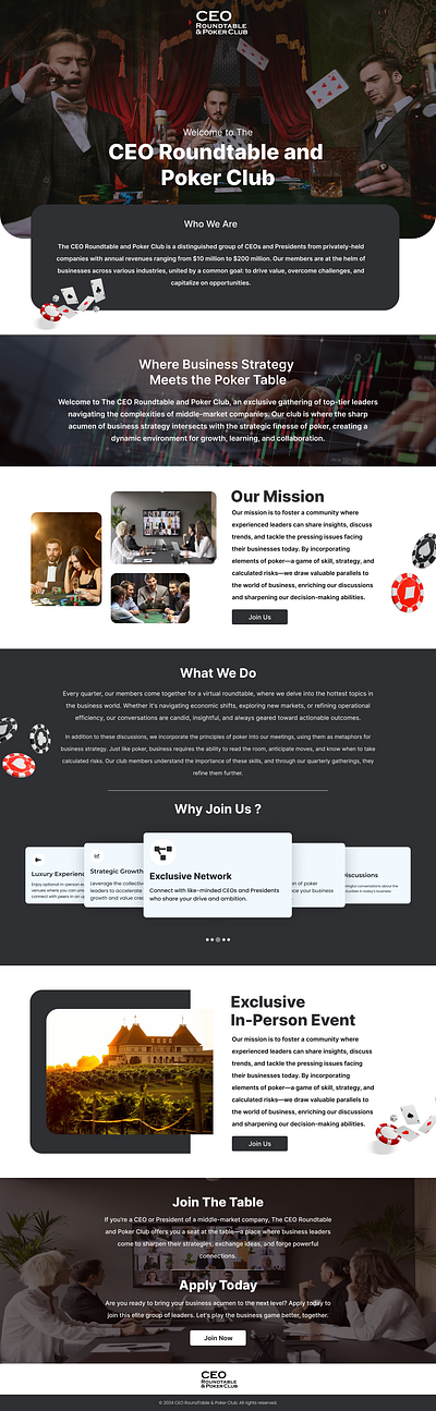 Poker Club Website Landing Page Design branding design discover graphic design logo ui ux web