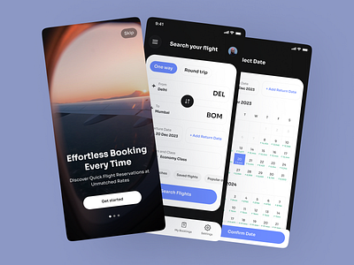 Effortless Flight Booking UI – Smooth Travel Reservations airline reservation app dark mode ui flight booking ui intuitive search minimal design mobile booking ux travel app design user centered design