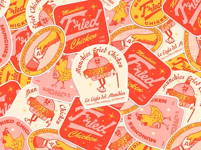 Munchies Fried Chicken badge branding characterdesign chickensandwich graphic design illustration lalogia logo sticker