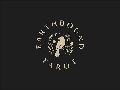 Earthbound bird blackbird branding divination earth graphic design illustration logo moon night tarot visual identity