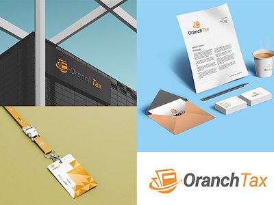 Oranch Tax Brand Identity brand identity branding id card letter head logo logo design logo identity orange color signage tax company