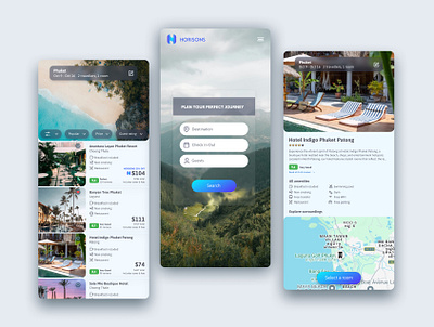 UI/UX design for Horisons travel & booking app android app app app design application figma ui ui design ui ux user interface ux web design webapp