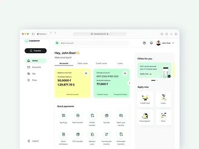 Bank Payment Dashboard bank dashboard banking cards finance finance dashboard loan payment product design transfer ui uidesign user interface uxdesign visual design web web dashboard