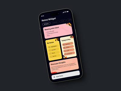 Notes Widget - Daily UI Day 65/100 app application branding design ecommerce google keep illustration inspiration israt israt jahan logo mobile app note note taking notes notes widget ui uxisrat