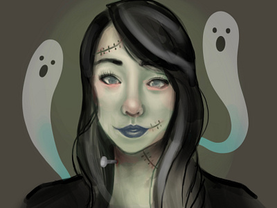 Spooky Self Portrait art color digital art halloween illustration illustrator portrait procreate self portrait sketch spooky visual art