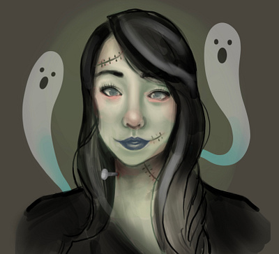 Spooky Self Portrait art color digital art halloween illustration illustrator portrait procreate self portrait sketch spooky visual art