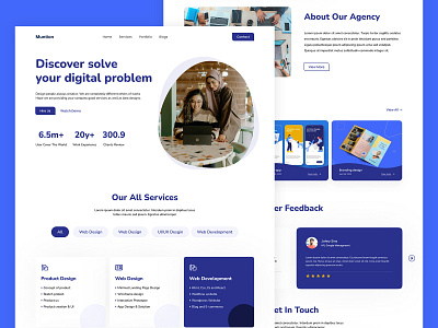 Agency Landing Page blue clean design landing page landing page design layout minimal modern ui ui design ux ux design visual design web web design website website design