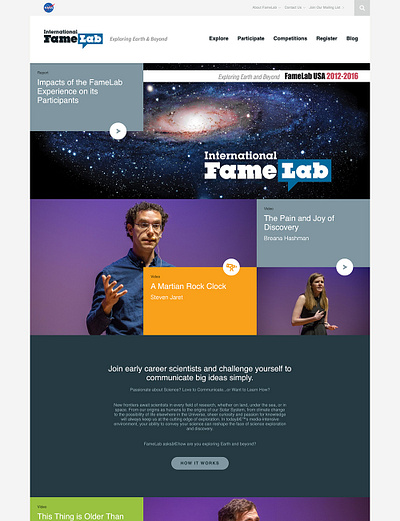 NASA FameLab Design & Development interaction design responsive design web design web development