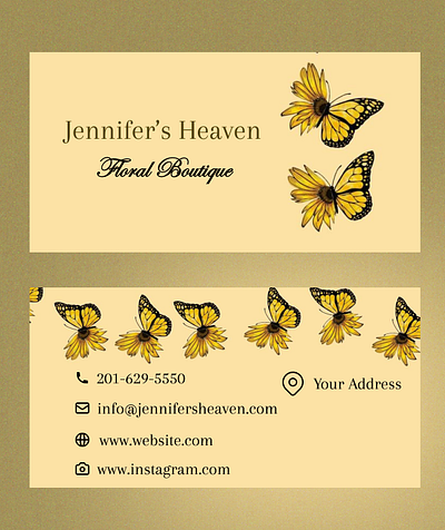 Floral Business Card butterflies flowers freelance graphic design