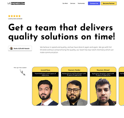 1stEngineer banner hero landing page minimal yellow