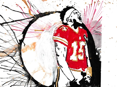 Mahomes and Kelce Portraits art prints digital rendering graphic design illustration illustrative painting portraits