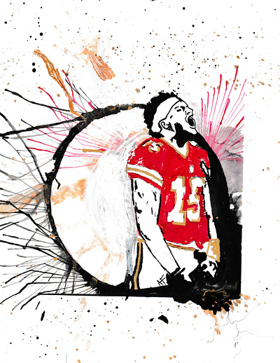 Mahomes and Kelce Portraits art prints digital rendering graphic design illustration illustrative painting portraits