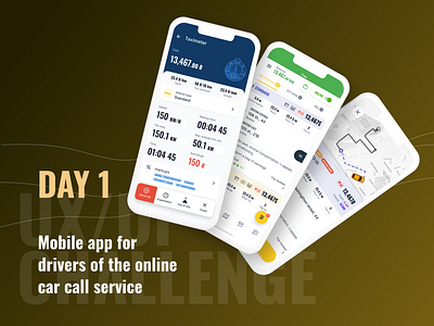 Mobile App for drivers of the online car call service appdesign carcallservice digitaldesign driverapp drivertech mobileappdesign ui uidesign uiux userexperience userinterface