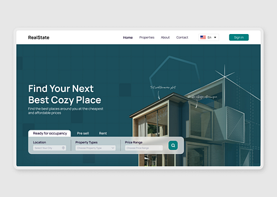 Real Estate Landing Page design thiniking figma home landing page mockup prototype uiux design web design