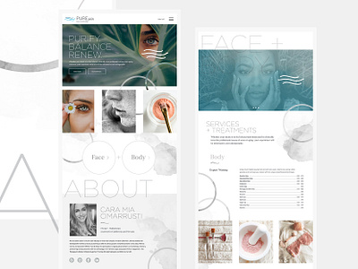 PUREskin Face + Body beauty branding design direction illustration logo photography rebranding responsive desisgn spa visual design website wellness wireframes