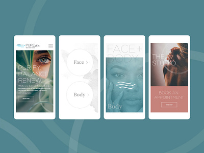 PUREskin Face + Body beauty design direction illustration logo mobile rebranding responsive design spa website wellness wireframes