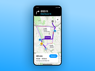 Waze / Alternate Routes alerts alternate routes app carousel google interation design ios ios app map app mobile navigation product design routes ui user experience ux ux design ux ui uxui waze