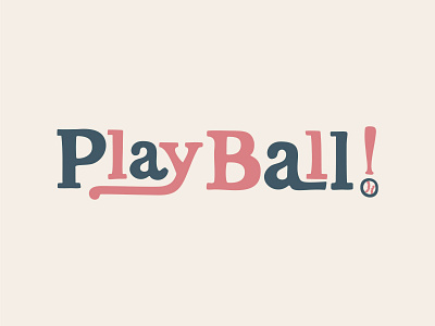 Play Ball Baseball Lettering american baseball fun hand drawn hand lettered hand lettering imperfect lettering optimistic play ball quirky red and blue retro sports vintage wholesome