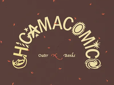 Chicamacomico Wordmark birds brand branding celestial color design graphic design identity lettering light logo north carolina obx ocean pattern sky stars system type typography