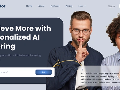 Modern & Engaging Hero Section Design for AI Tutor ai cleanui figma interactiveui landingpage minimaldesign modern responsivedesign saas ui uitrends webdesign