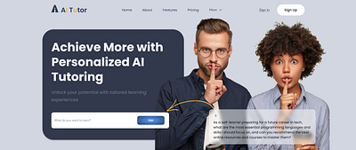 Modern & Engaging Hero Section Design for AI Tutor ai cleanui figma interactiveui landingpage minimaldesign modern responsivedesign saas ui uitrends webdesign