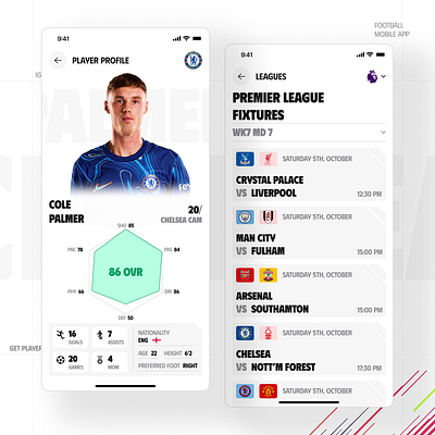 Football App analytics app design chelsea clean football football analytics football app game app geex minimal mobile app mobile design productdesign tech uidesign