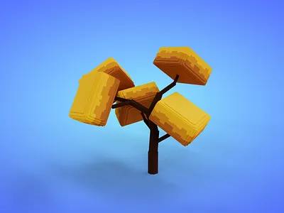 Voxel Tree 3.2 Model - 3D Lowpoly Game Asset 3d 3d model fantasy game asset lowpoly magicavoxel voxedit voxel art yellow