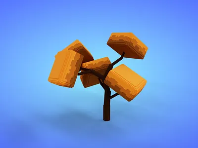 Voxel Tree 3.3 Model - 3D Lowpoly Game Asset 3d 3d model autumn fantasy game asset lowpoly magicavoxel orange voxedit voxel art
