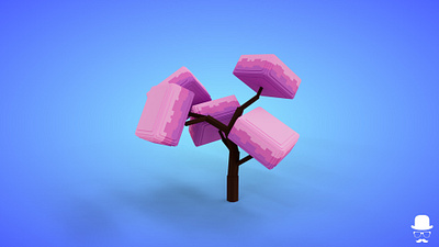 Voxel Tree 3.4 Model - 3D Lowpoly Game Asset 3d 3d model fantasy game asset lowpoly magicavoxel pink voxedit voxel art