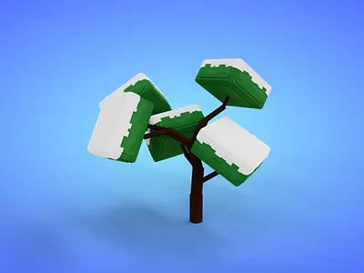 Voxel Tree 3.5 Model - 3D Lowpoly Game Asset 3d 3d model fantasy game asset lowpoly magicavoxel snow snowed voxedit voxel art