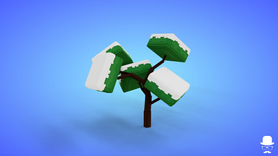 Voxel Tree 3.5 Model - 3D Lowpoly Game Asset 3d 3d model fantasy game asset lowpoly magicavoxel snow snowed voxedit voxel art