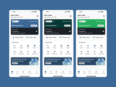Fintech Mobile App Home Screen bill payment fintech money transfer ui ui design uiux virtual account virtual card