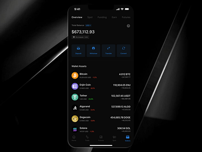 Centralized Exchange- Portfolio Overview app design typography ui ux