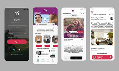 innovative care job platform mobile app app branding dashboard design design graphic design illustration landing page design logo ui uiux web design