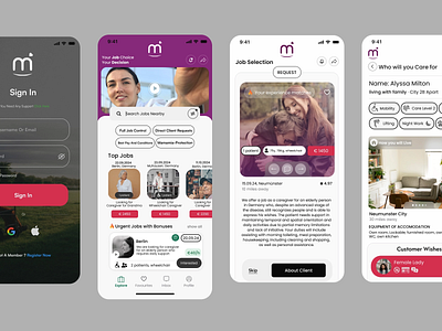 innovative care job platform mobile app app branding dashboard design design graphic design illustration landing page design logo ui uiux web design