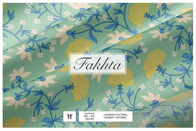 Fakhta | Seamless Ethnic Floral Pattern branding design assets digital downloads ethnic design ethnic floral pattern ethnic pattern floral illustration illustrated floral design illustrated seamless pattern modern floral oriental design packaging design printable downloads product design seamless vector pattern