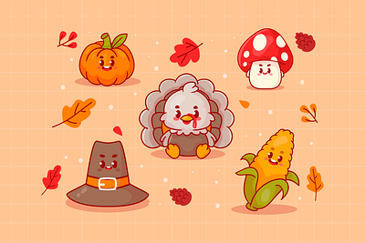 Thanksgiving character cute animal character cute design illustration