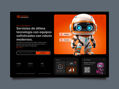 Tecnologia Robotica Landing page animation app design branding design graphic design illustration logo logo company logo maker robbot ui ux